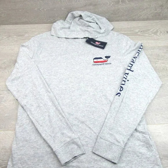 Vineyard Vines Graphic USA Hoodie Men's Size Medium Grey Heather Long Sleeve NEW - Picture 3 of 13